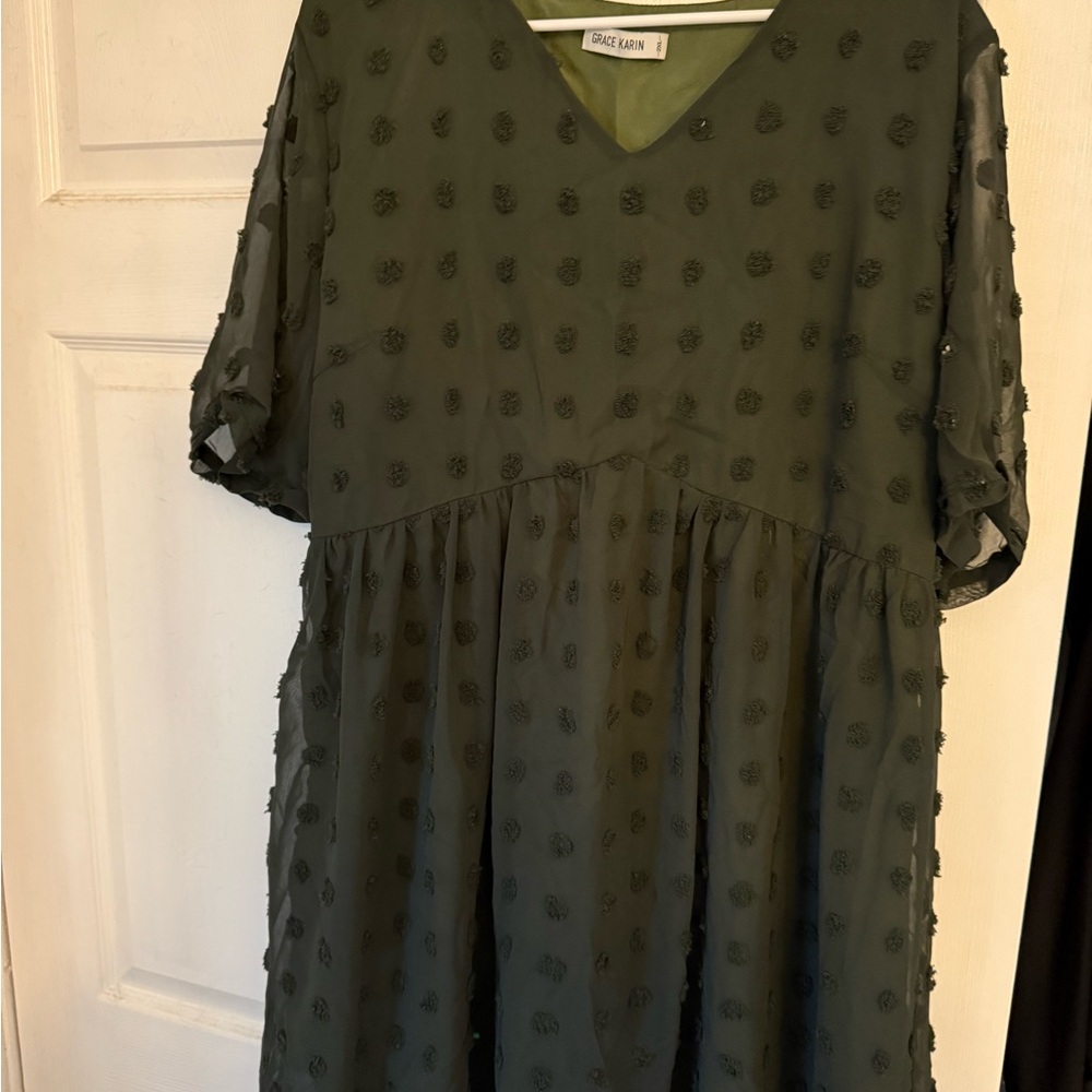 Chic Wish Green Textured Dress